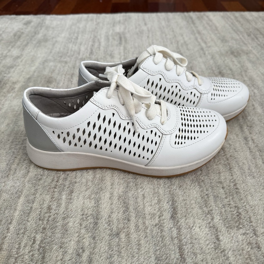 DANSKO Charlie Sneaker Womens EU 37 US 6.5 - 7 White Leather Perforated Athletic